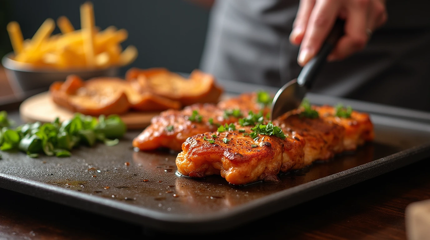 Close-up of a Blackstone Griddle with Breakfast Foods Cooking