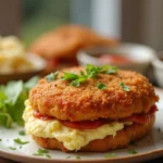 Most chicken dish: Delicious crispy fried chicken with mashed potatoes and dipping sauces.