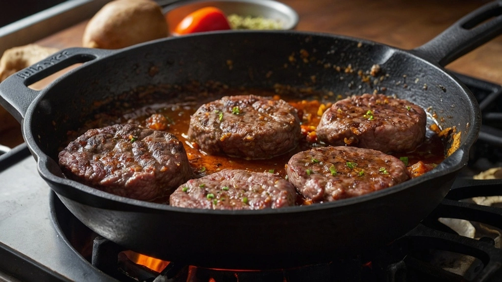 Step-by-step process of making venison breakfast sausage with mixing, shaping, and frying.