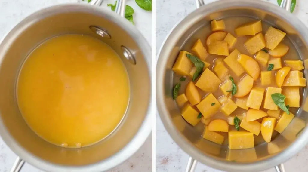 Step-by-step process of making peach gum dessert.