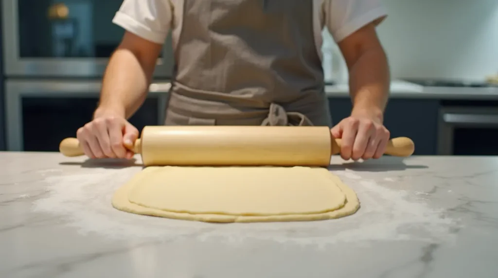 Rolling Puff Pastry in a Modern Kitchen

