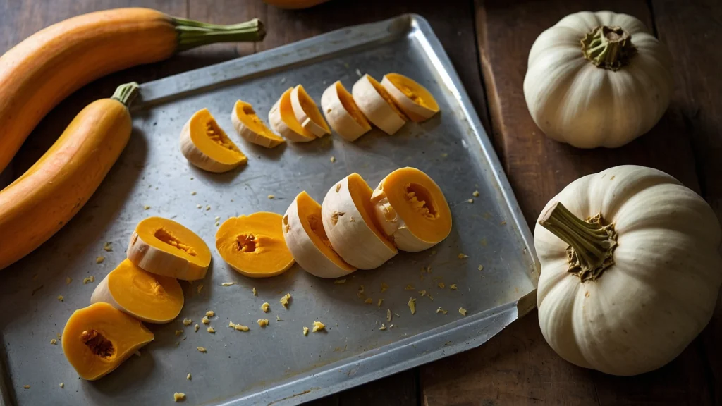 A delicious and healthy plate of butternut squash lasagna without pasta, featuring layers of roasted butternut squash, mozzarella, pesto, and parmesan cheese.