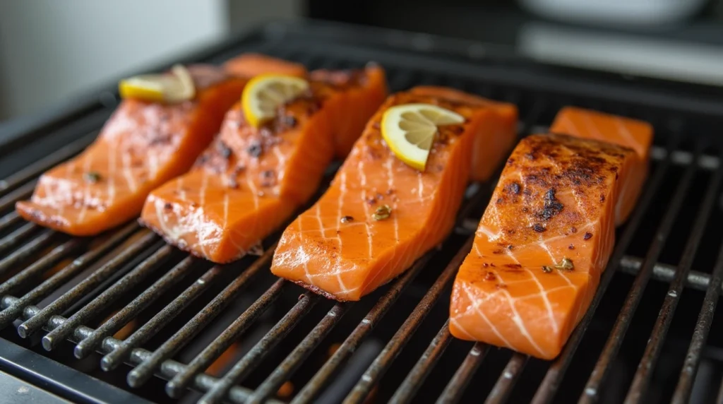 Best food to smoke in a smoker - smoked salmon fillets with lemon in a modern kitchen.