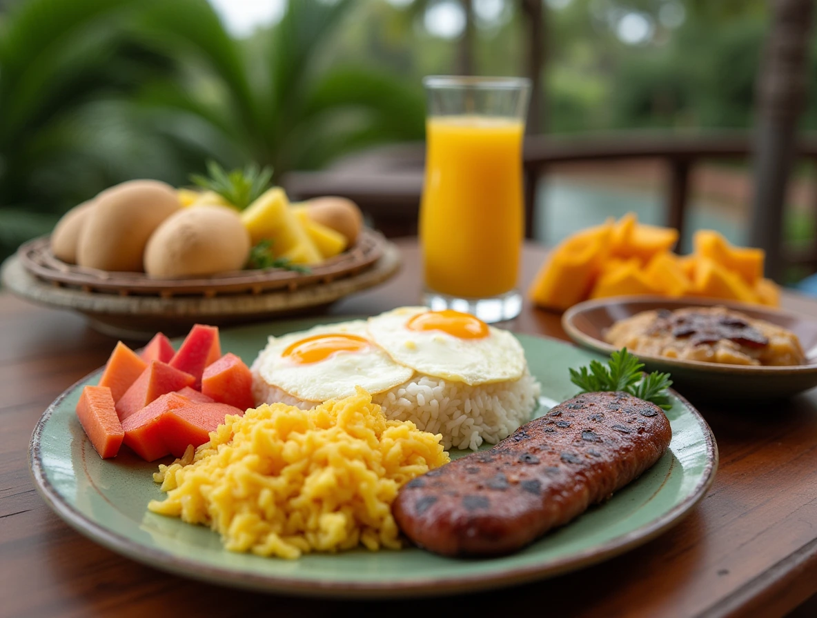 Three traditional breakfast dishes from around the world: English, American, and Japanese meals.