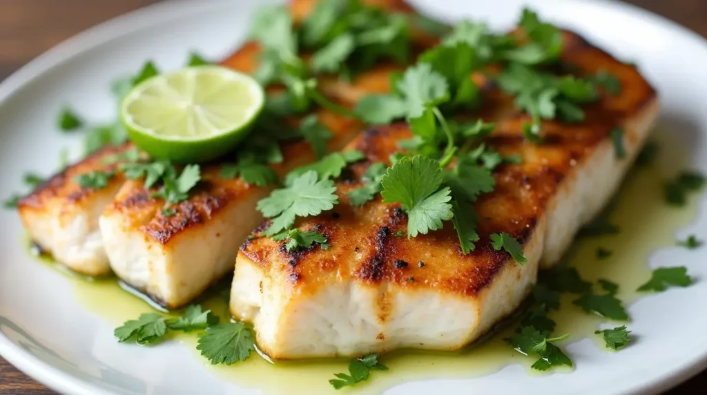 The Best Method of Cooking Swordfish 3 Broiled swordfish steaks with cilantro lime dressing and fresh herbs.